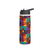 Water Bottle, Colorful Fun Design, Stainless Steel, Standard Lid