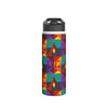 Water Bottle, Colorful Fun Design, Stainless Steel, Standard Lid