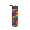 Water Bottle, Colorful Fun Design, Stainless Steel, Standard Lid