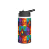 Water Bottle, Colorful Fun Design, Stainless Steel, Standard Lid